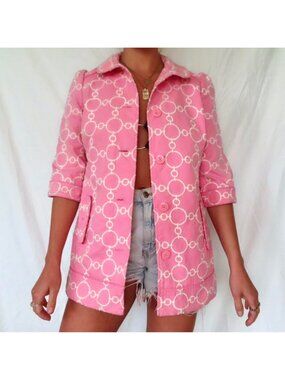 JUICY COUTURE PINK AND WHITE COAT BLAZER CARDIGAN Y2K WORK